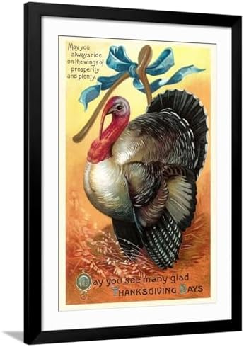 Art.com Wall Art Print Turkey and Wishbone on Black Frame, 32" x 44" by AllPosters