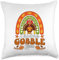 Dispatcher Gobble Squad Thanksgiving Turkey Fall Rainbow Throw Pillow by Unknown