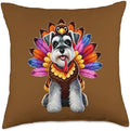 Miniature Schnauzer Turkey Funny Thanksgiving Animal Dog Pet Throw Pillow by Unknown