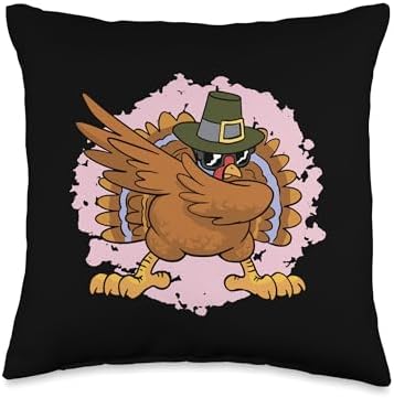 Dabbing Turkey Thanksgiving Throw Pillow by Unknown