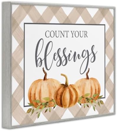 'Count Your Blessings Thankful Pumpkin Tartan'| Framed Giclee Art - Image 2