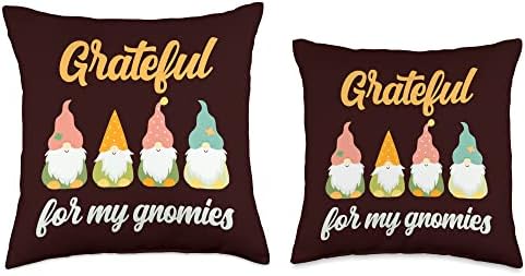 Grateful For My Gnomies Friendsgiving Thanksgiving Gnome Pun Throw Pillow - Image 3