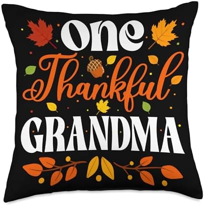 Thanksgiving Family Members Fall Matching Costume One Thankful Thanksgiving Family Autumn Fall Grandma Throw Pillow, 18x18, Multicolor by Unknown