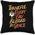 Thankful Every Day Bless By Grace Christian Thanksgiving Throw Pillow by Unknown
