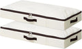 AMJ 2-Pack 4” Height Under-Bed Storage Baskets | Foldable Fabric Drawers for Clothes, Shoes, and Bedding, Beige