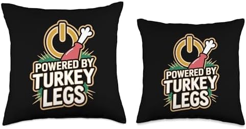 Turkey Legs: Powered By Turkey Legs Throw Pillow - Image 3