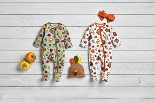 Mud Pie Girls' Mud Pie Baby Girl Thanksgiving Turkey Sleeper and Headband Set, Pink, 3-6 Months - Image 2