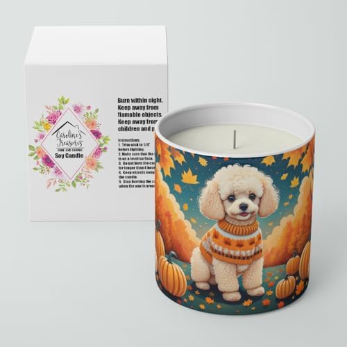 Caroline's Treasures DAC1063CDL Poodle Fall Decorative Soy Candle Nature Soy Wax Essential Oil Home Decor Ideal for Bedroom Kitchen Bath Office Gift, 10 oz - Image 2