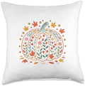 Fall Women Vintage Pumpkin Autumn Graphic Thanksgiving 2025 Throw Pillow by Unknown