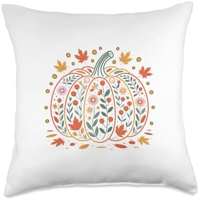 Fall Women Vintage Pumpkin Autumn Graphic Thanksgiving 2025 Throw Pillow by Unknown