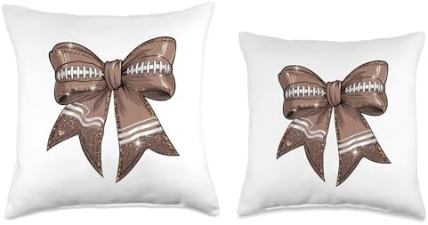 Coquette Bow Pumpkin American Football Thanksgiving Autumn Throw Pillow - Image 3
