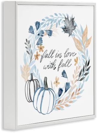 Blue Autumn Foliage Wreath, 24 x 24 Inch Framed Giclée Print - Image 2