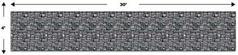 Beistle Brick Stone Wall Backdrops, 4’ x 30’, 2 Pack – Medieval Party Decorations, Medieval Decor Background, Photo Backdrop, Easy to Adhere Wall Covering, Stone Backdrop, Halloween Party Decorations