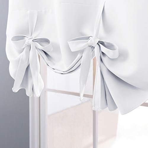 NICETOWN Roman Shades for Home Windows - Thermal Insulated Balloon Shade Blackout Curtain Tie Up Blind for Small Window/Kitchen (Grommet Top Panel, 46" W x 63" L, White) - Image 5