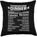 Thanksgiving Dinner Funny Fake Calories Nutritional Facts Throw Pillow by Unknown