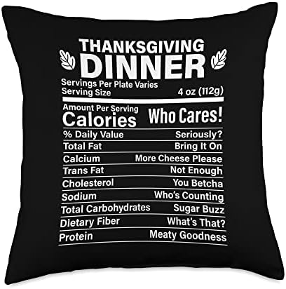 Thanksgiving Dinner Funny Fake Calories Nutritional Facts Throw Pillow by Unknown
