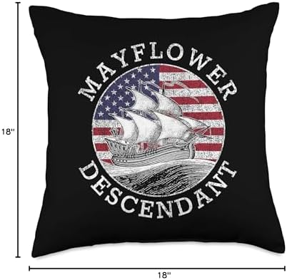 Mayflower Descendant USA Flag Distressed Throw Pillow - Image 4