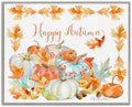 Autumn Pumpkin Harvest Foliage Border, 11 x 14 Inch Framed Giclée Print by StupellIndustries
