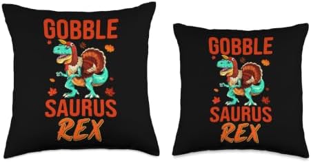 Gobble Saurus-Rex Turkey Dinosaur Thanksgiving Thankful Throw Pillow - Image 3