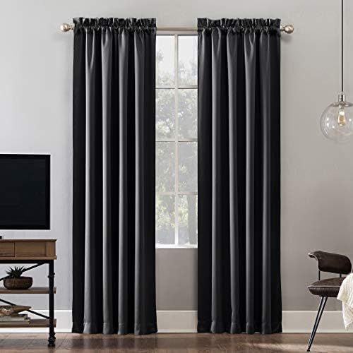 Sun Zero Oslo Theater Grade Extreme Total Blackout Rod Pocket Curtain Panel, 52" x 84", Coal