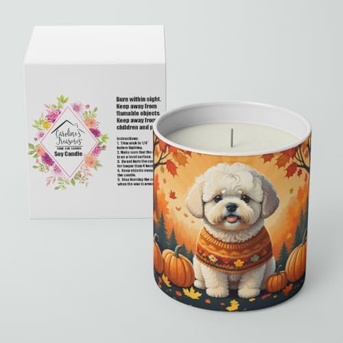 Caroline's Treasures DAC1020CDL Bichon Frise Fall Decorative Soy Candle Nature Soy Wax Essential Oil Home Decor Ideal for Bedroom Kitchen Bath Office Gift, 10 oz - Image 2