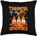 Thankful for My Gnomies Three Gnomes Fall Tree Thanksgiving Throw Pillow by Unknown