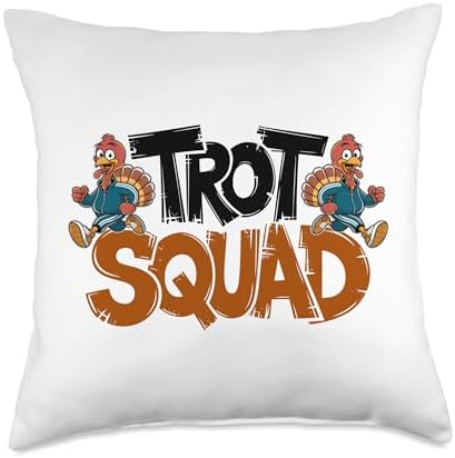 Trot Squad, Friendsgiving Squad Running Thanksgiving Throw Pillow by HadleyDesigns
