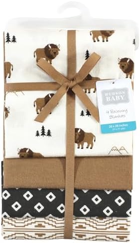 Hudson Baby Unisex Baby Cotton Poly Flannel Receiving Blankets, Wild Buffalo, One Size - Image 2