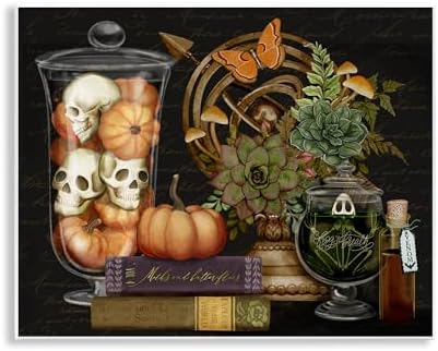 Autumnal Dark Academia Skull, 11 x 14 Inch Mounted Print on Wall Plaque