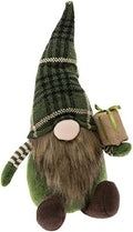 Boston International Fall Autumn Thanksgiving Winter Christmas Tabletop Gnome Decoration, 17-Inches, Juha with a Green Plaid Hat by BostonInternational