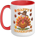 Happy Thanksgiving Funny Turkey Family Dinner Thanksgiving Ceramic Mug, Red/White, 15oz by Unknown