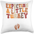 Expecting A Little Turkey Thanksgiving Pregnancy Throw Pillow by Unknown