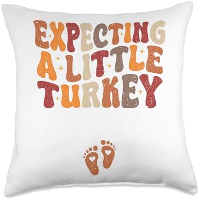 Expecting A Little Turkey Thanksgiving Pregnancy Throw Pillow by Unknown