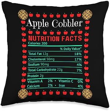 Apple Cobbler Nutrition Facts Thanksgiving Christmas Dinner Throw Pillow by Unknown