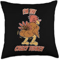 Cute Thanksgiving Eve Outfit Thanksgiving Products Thanksgiving Crazy Turkey Throw Pillow, 18x18, Multicolor by Unknown