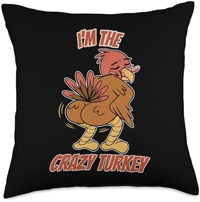Cute Thanksgiving Eve Outfit Thanksgiving Products Thanksgiving Crazy Turkey Throw Pillow, 18x18, Multicolor by Unknown