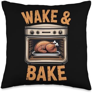 Wake & Bake | Thanksgiving Chefs | Humorous Cooking Apparel Throw Pillow by Unknown