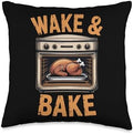 Wake & Bake | Thanksgiving Chefs | Humorous Cooking Apparel Throw Pillow by Unknown