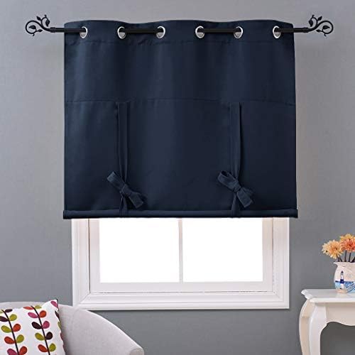 NICETOWN Blackout Roman Tie-up Shades - Bathroom/Farmhouse/Kitchen Curtain Thermal Insulated Window Blinds and Shades Curtain for Home (Navy, Grommet Top Panel, 46" W x 63" L) - Image 3