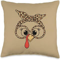 Funny Leopard Turkey Head Thanksgiving Day Design, Sassy Le Throw Pillow by Unknown