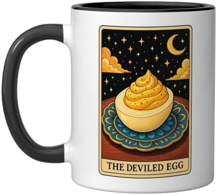 The Deviled Egg Tarot Card Ceramic Mug, Black/White, 11oz by Unknown