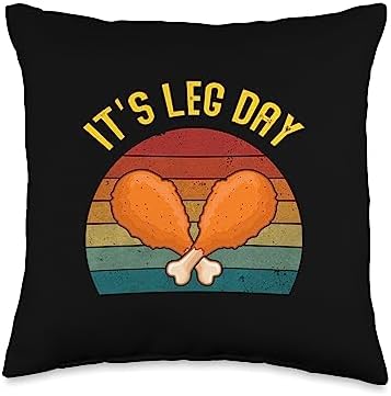 It's Leg Day Retro Turkey Legs Shirt Thanksgiving Men Women Throw Pillow by Unknown