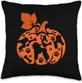 Poodles Cute Pumpkin Shape Halloween Thanksgiving Owner Throw Pillow by Unknown