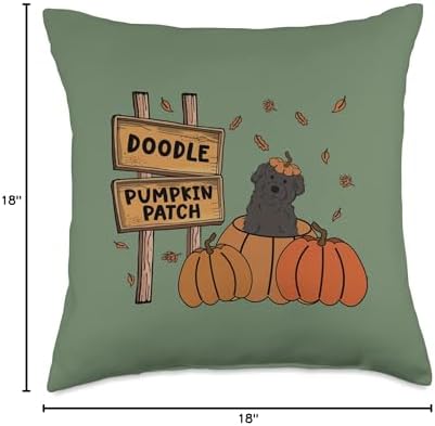 Labradoodle Pumpkin Patch Dog Lovers Thanksgiving Halloween Throw Pillow - Image 4