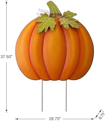 Glitzhome Fall Decorations Outdoor 37.5" Large Metal Pumpkin Decor Yard Stake or Hanging Sign for Home Outside Garden Lawn Porch Thanksgiving Decorating - Image 5