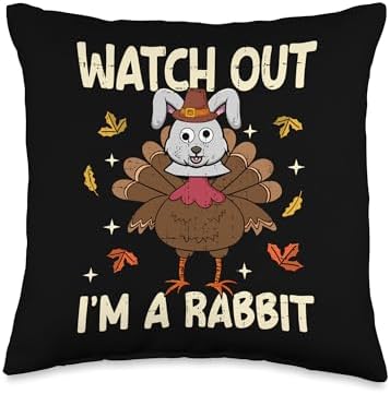 Thanksgiving Fake Rabbit Thanksgiving Turkey Rabbit Funny Throw Pillow by Unknown