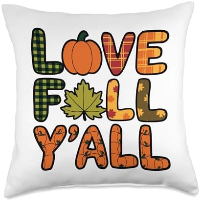 Love Fall Y'all, Family Thanksgiving Friends Giving Throw Pillow by HadleyDesigns