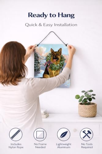 Caroline's Treasures PPP3098DS1216 German Shepherd Christmas Honor Wall or Door Hanging Prints Aluminum Metal Sign Kitchen Wall Bar Bathroom Plaque Home Decor Front Door Plaque, 12x16, Multicolor