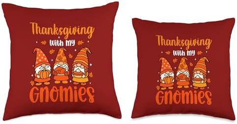Thanksgiving with My Gnomies Three Gnomes Rainbow Autumn Throw Pillow - Image 3