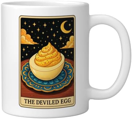 The Deviled Egg Tarot Card Ceramic Mug, White, 11oz - Image 2
